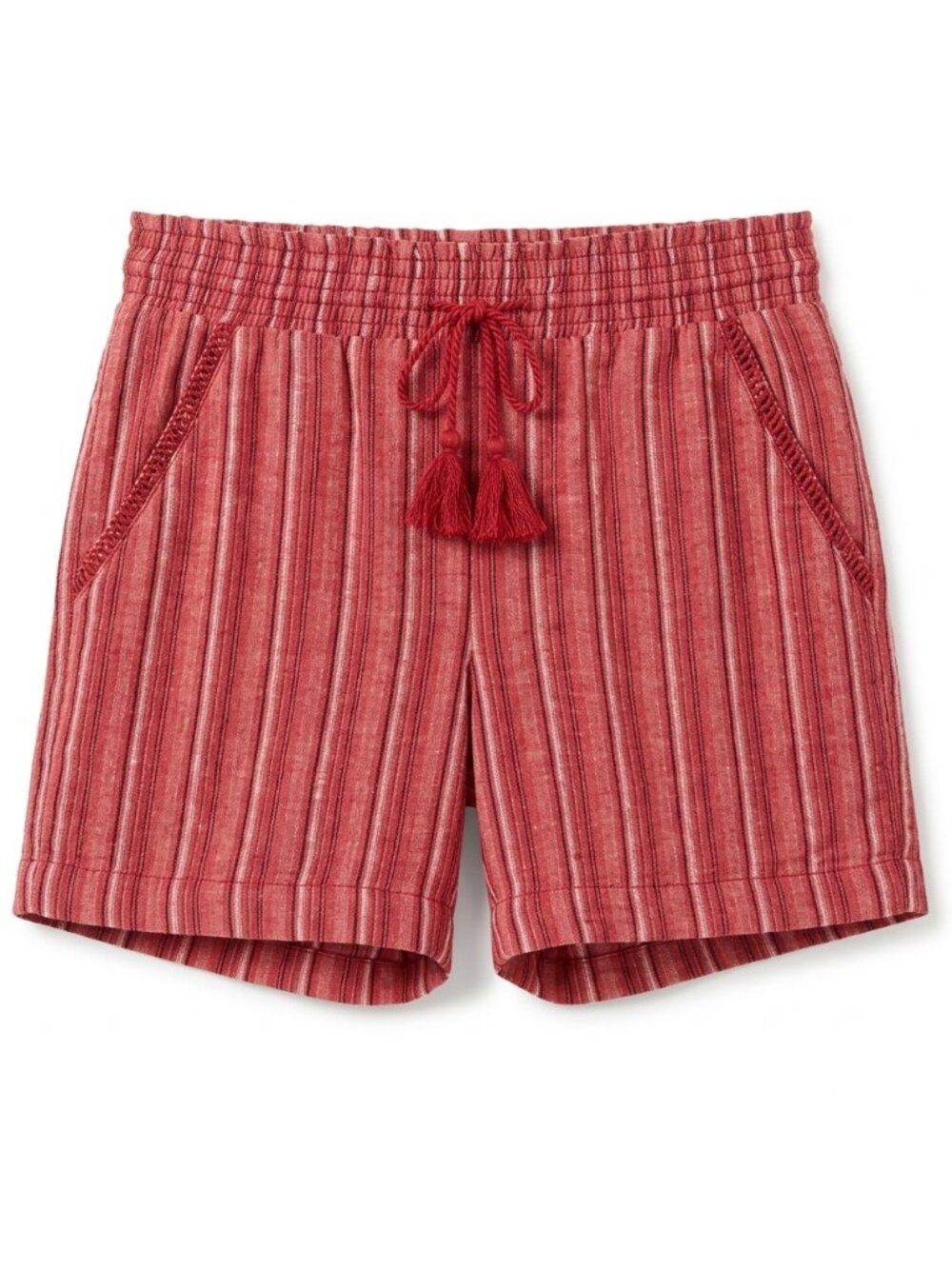 * 3 FOR $23 * NEW Briggs Linen Blend Stripe Pull On Elastic Waist Boho Shorts 20
